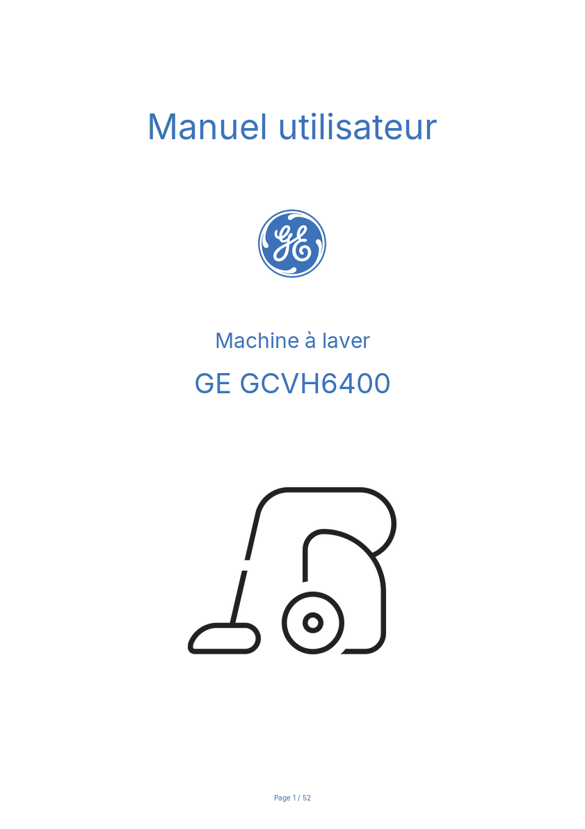 Page n°1 - Manuel utilisateur GE GCVH6400