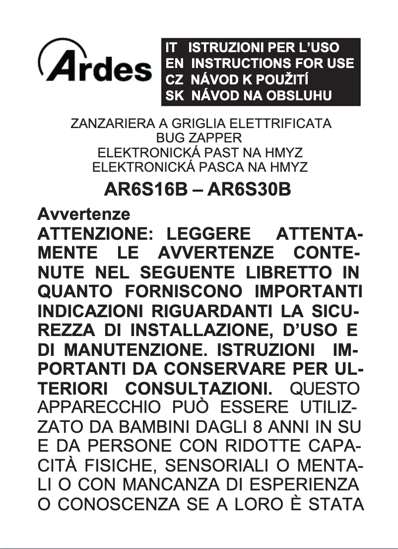 Page 1 de la notice Manuel utilisateur Ardes AR6S16B