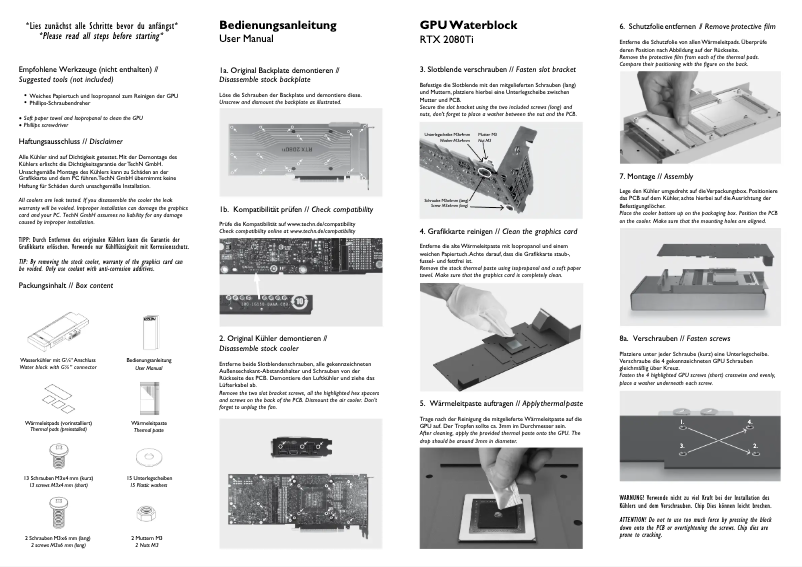 Image de la première page du manuel de l'appareil RTX 2080Ti