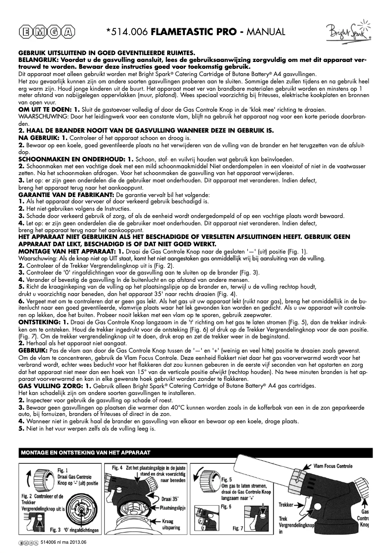 Page n°1 - Manuel utilisateur Bright Spark Flametastic Pro 514006