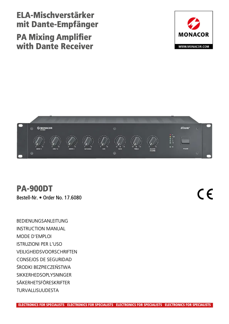 Page 1 de la notice Manuel utilisateur Monacor PA-900DT
