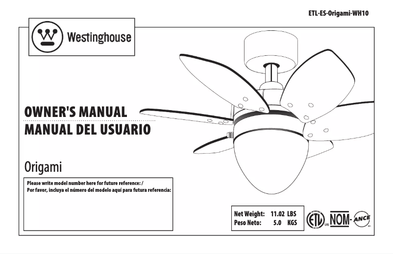 Page n°1 - Manuel utilisateur Westinghouse Origami