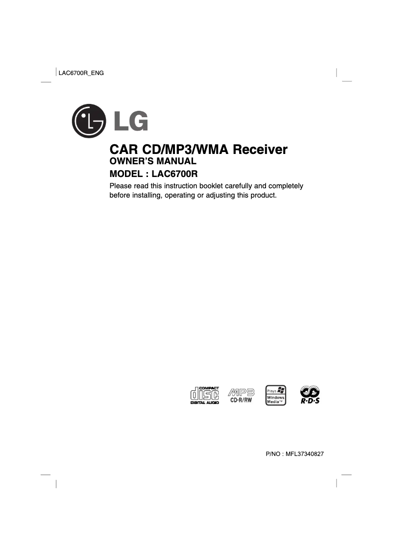 Page 1 de la notice Manuel utilisateur LG LAC6700RP