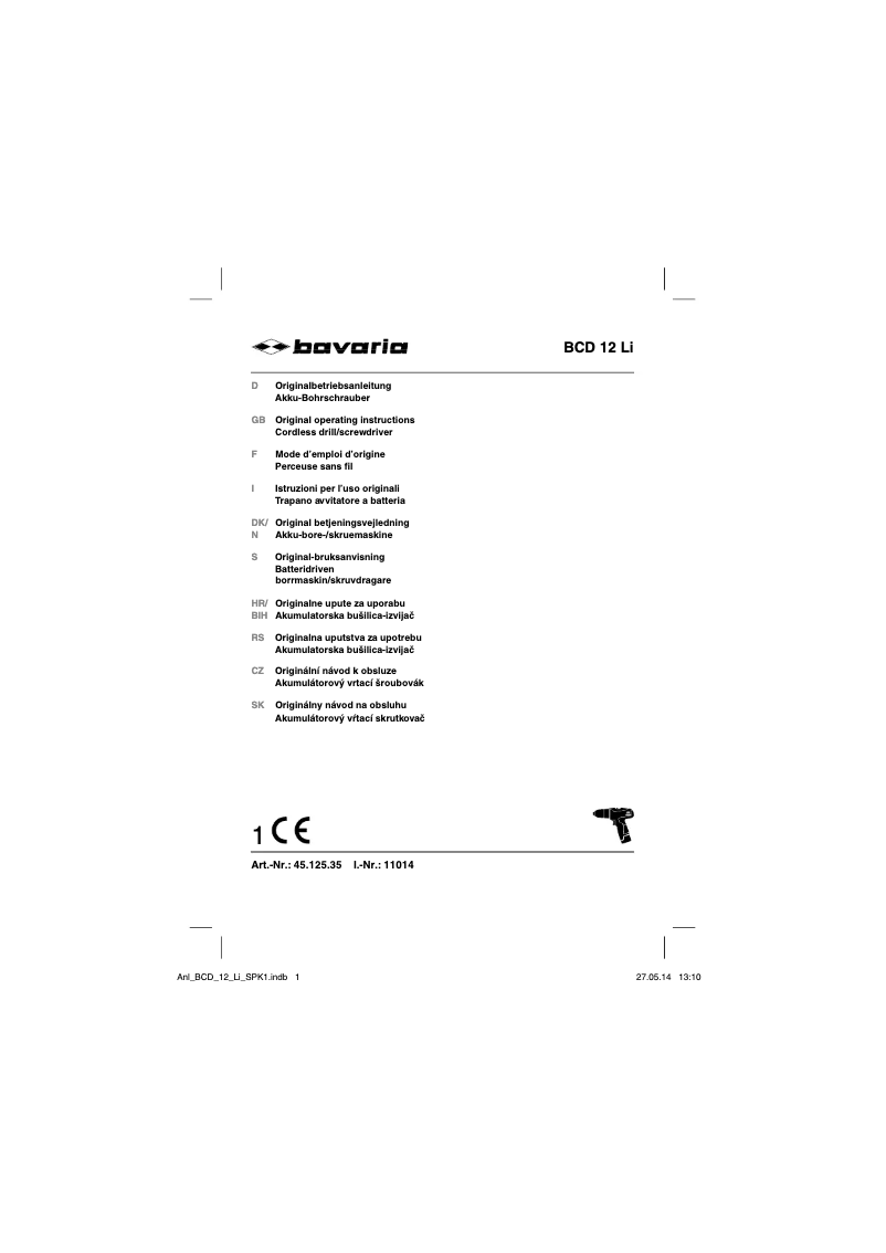 Página 1 del manual Manual de usuario Bavaria BCD 12 Li