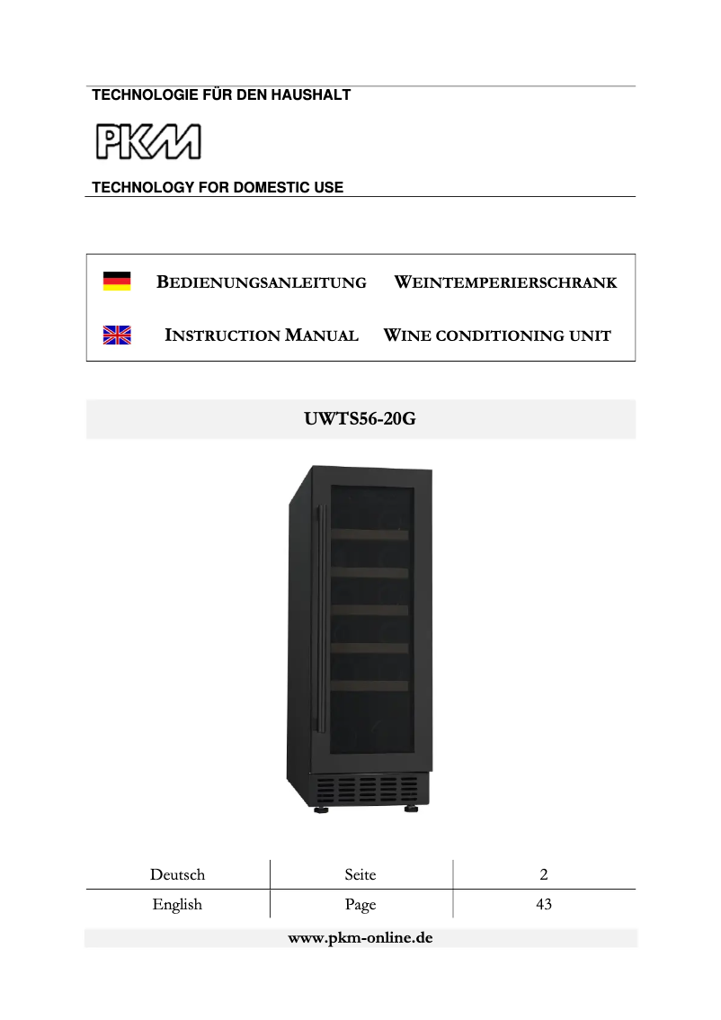 Page 1 de la notice Manuel utilisateur PKM UWTS56-20G