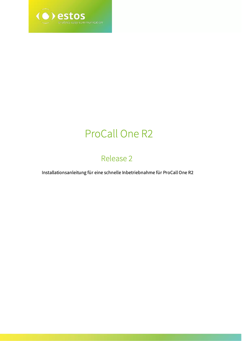 Page n°1 - Manuel utilisateur Estos ProCall One R2 1U UPG