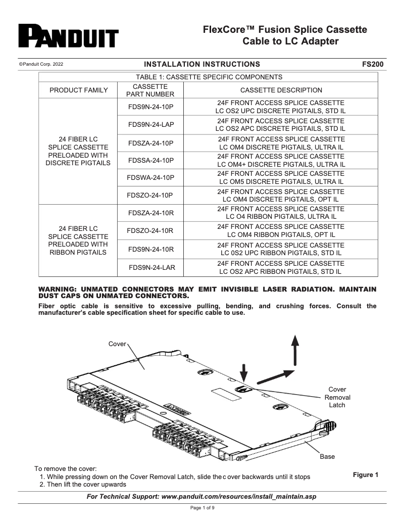 Página 1 del manual Manual de usuario Panduit FDCZO-24-10ULH