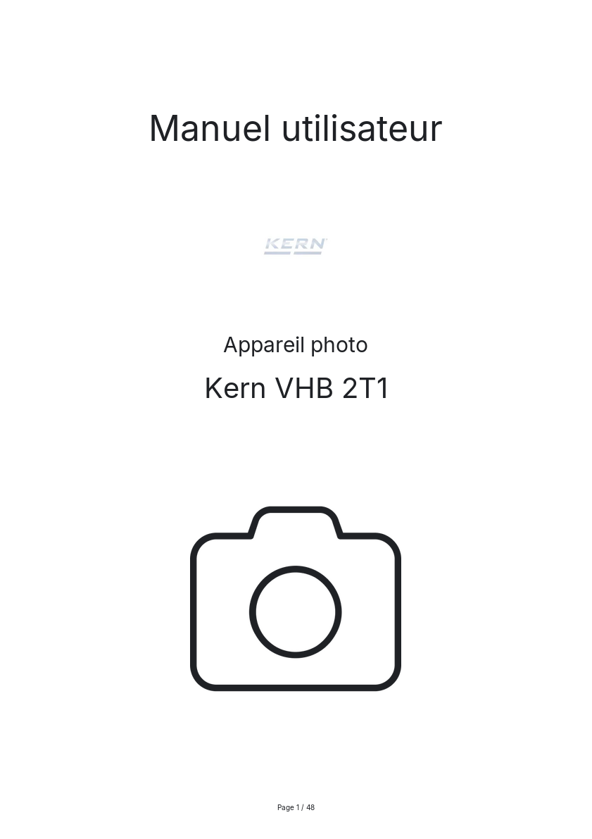 Page n°1 - Manuel utilisateur Kern VHB 2T1