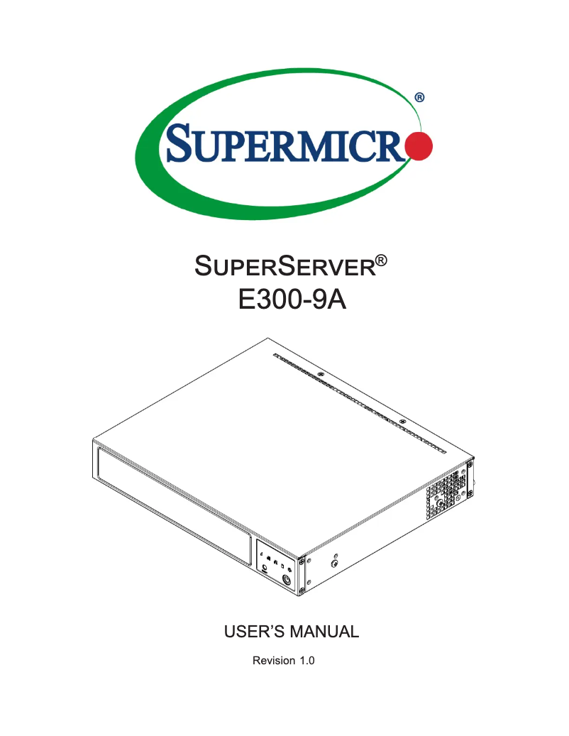 Image de la première page du manuel de l'appareil SuperServer E300-9A