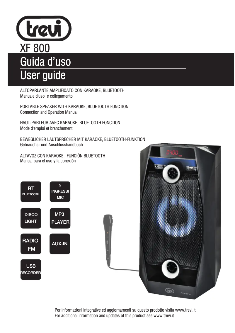 Page 1 de la notice Manuel utilisateur Trevi XF 800