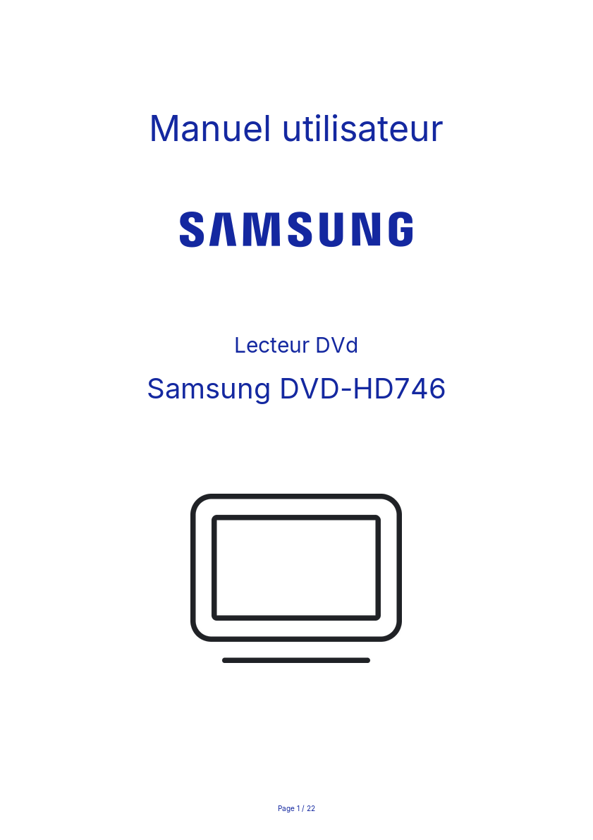 Page n°1 - Manuel utilisateur Samsung DVD-HD746