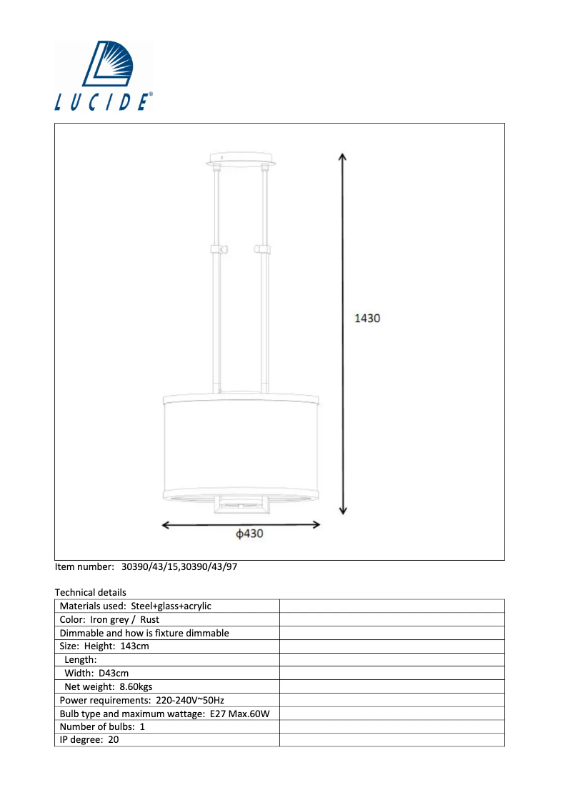 Image de la première page du manuel de l'appareil Brunello 30390/43/97