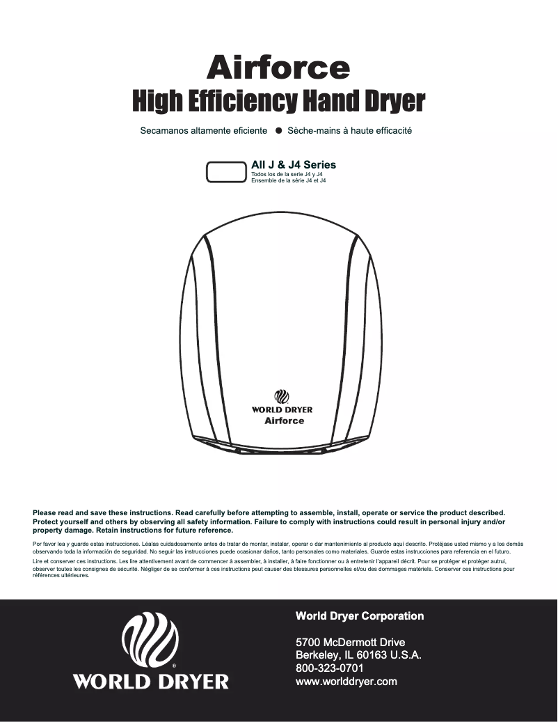 Page n°1 - Manuel utilisateur World Dryer Airforce