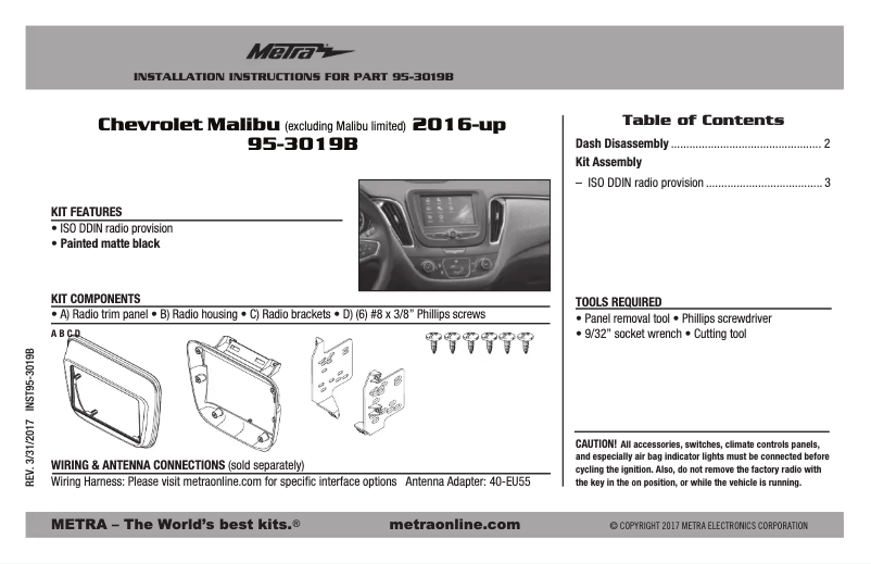 Page n°1 - Guide d'installation Metra 95-3019B