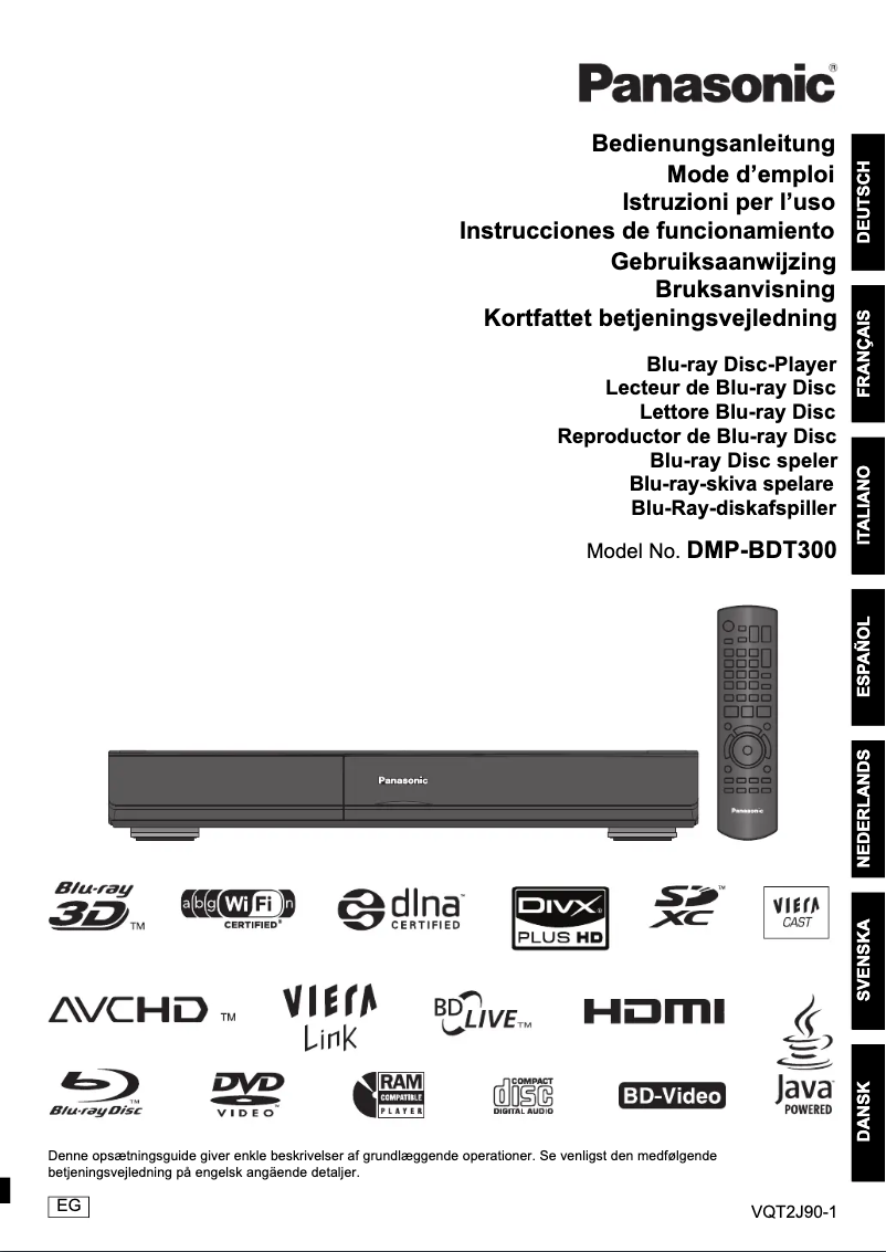 Page 1 de la notice Manuel utilisateur Panasonic DMP-BDT300