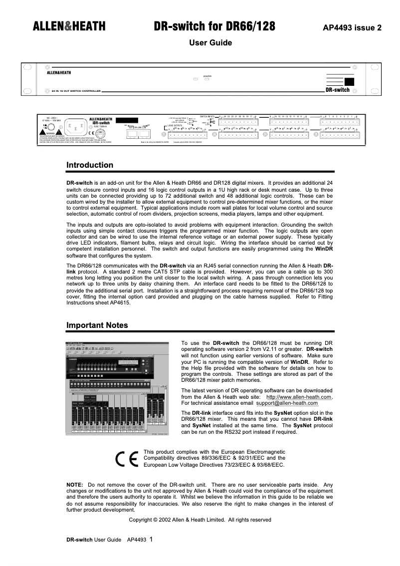 Image de la première page du manuel de l'appareil DR Switch