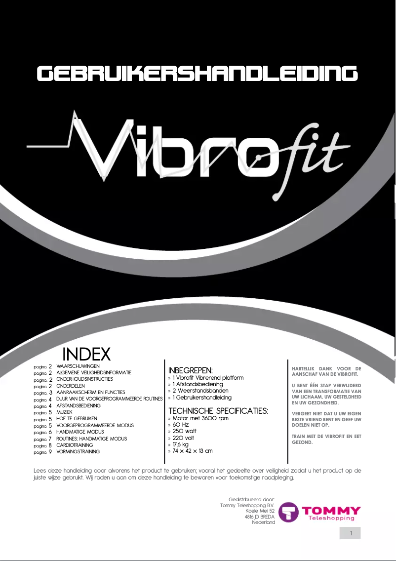 Page 1 de la notice Manuel utilisateur Vibrofit 805450