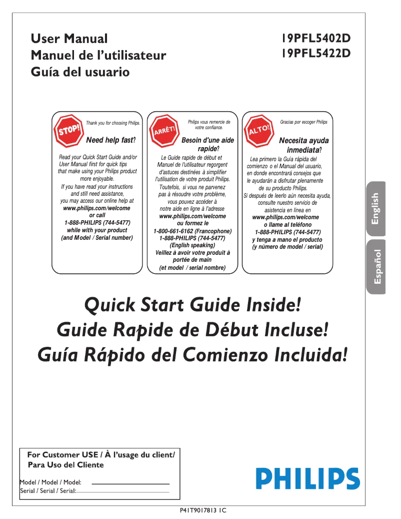 Page 1 de la notice Manuel utilisateur Philips 19PFL5402D