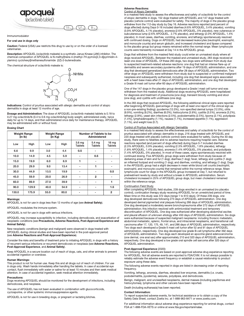 Image de la première page du manuel de l'appareil Apoquel