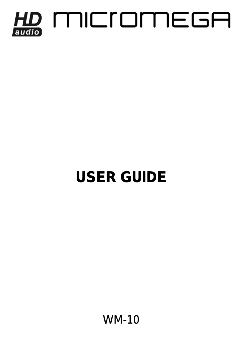 Page 1 de la notice Manuel utilisateur Micromega WM-10