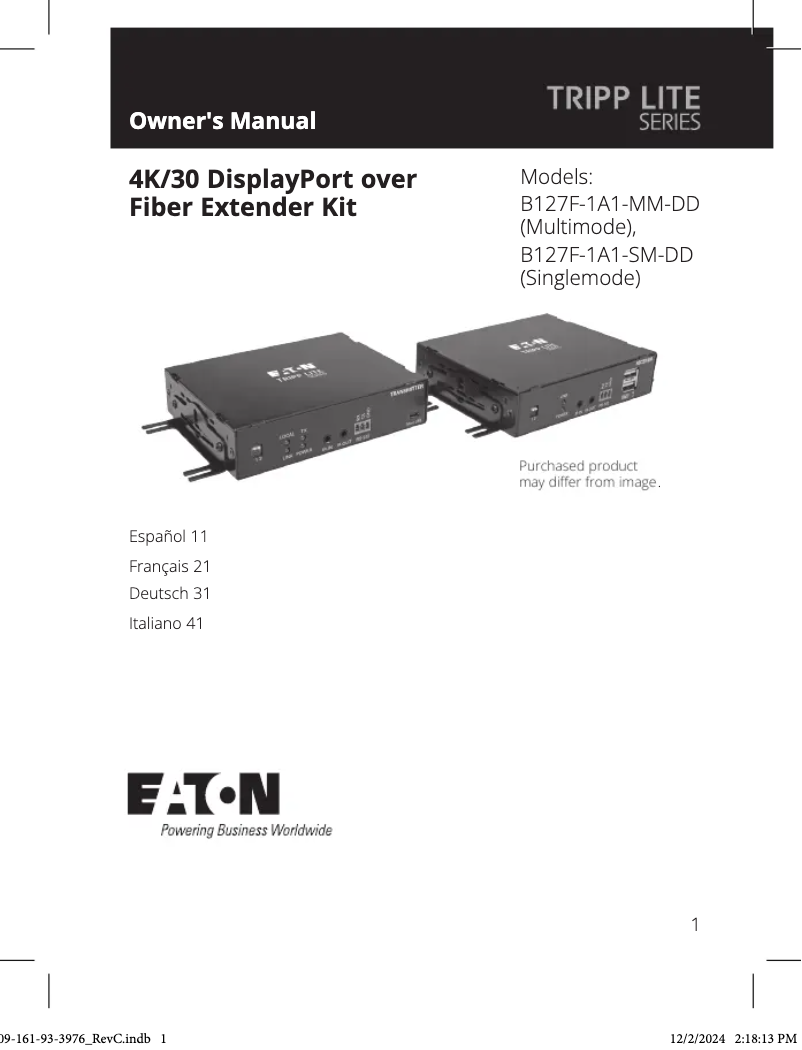 Page n°1 - Manuel utilisateur Tripp Lite B127F-1A1-MM-DD