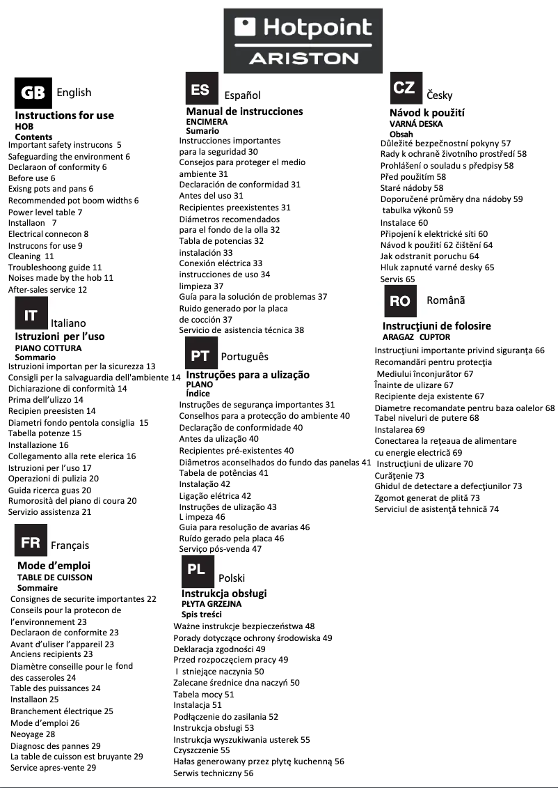 Page 1 de la notice Manuel utilisateur Hotpoint KID 740 B