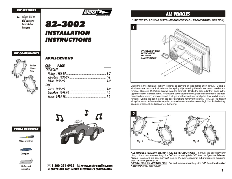 Page 1 de la notice Manuel utilisateur Metra 82-3002