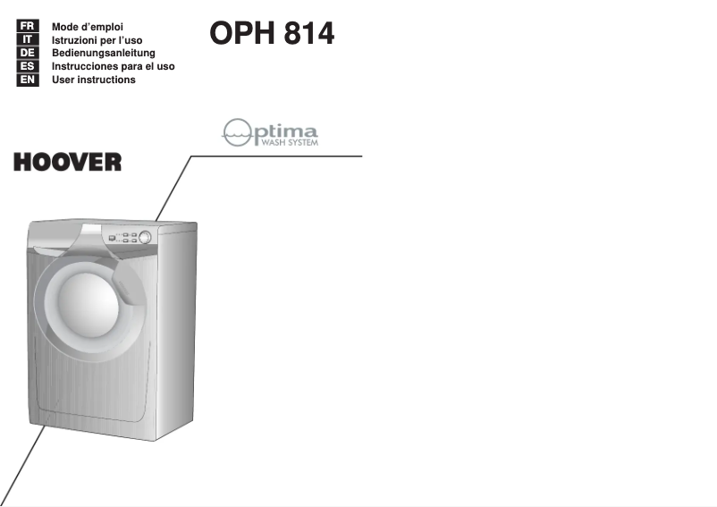 Page n°1 - Manuel utilisateur Hoover OPH 814D21-S