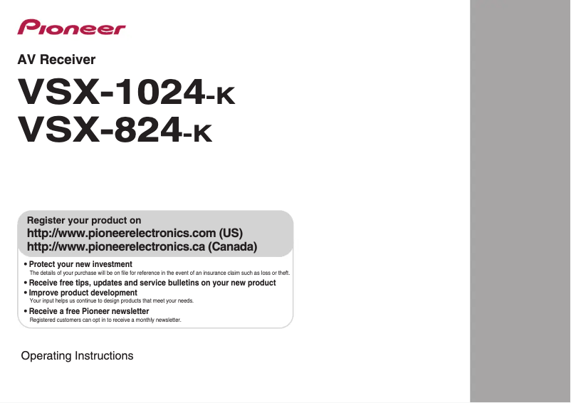 Page n°1 - Manuel utilisateur Pioneer VSX-1024-K