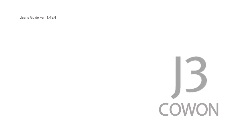 Page 1 de la notice Manuel utilisateur Cowon J3 Cowon