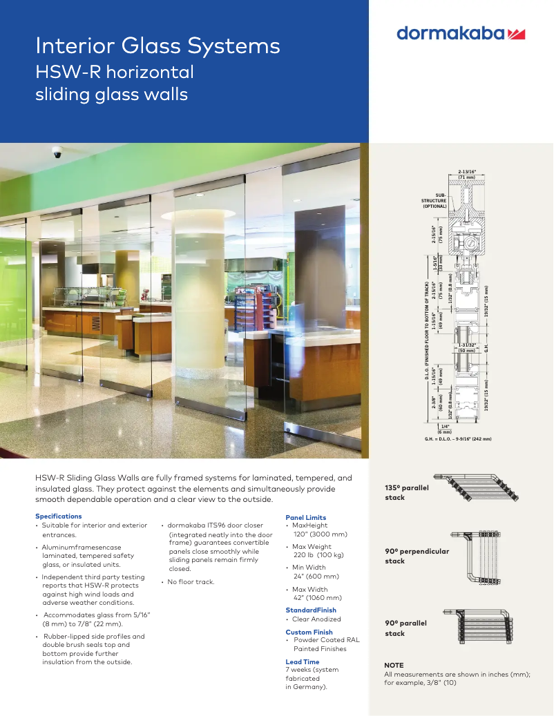 Page 1 de la notice Brochure Dormakaba HSW-R