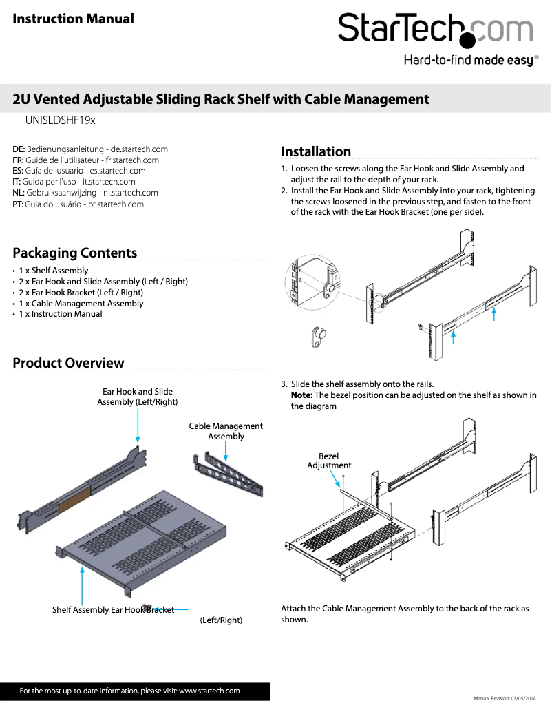 Page n°1 - Manuel utilisateur StarTech.com UNISLDSHF19H
