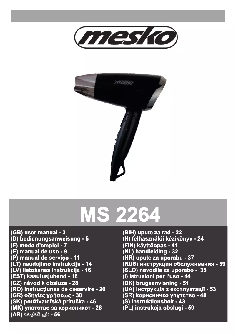 Page n°1 - Manuel utilisateur Mesko MS 2264