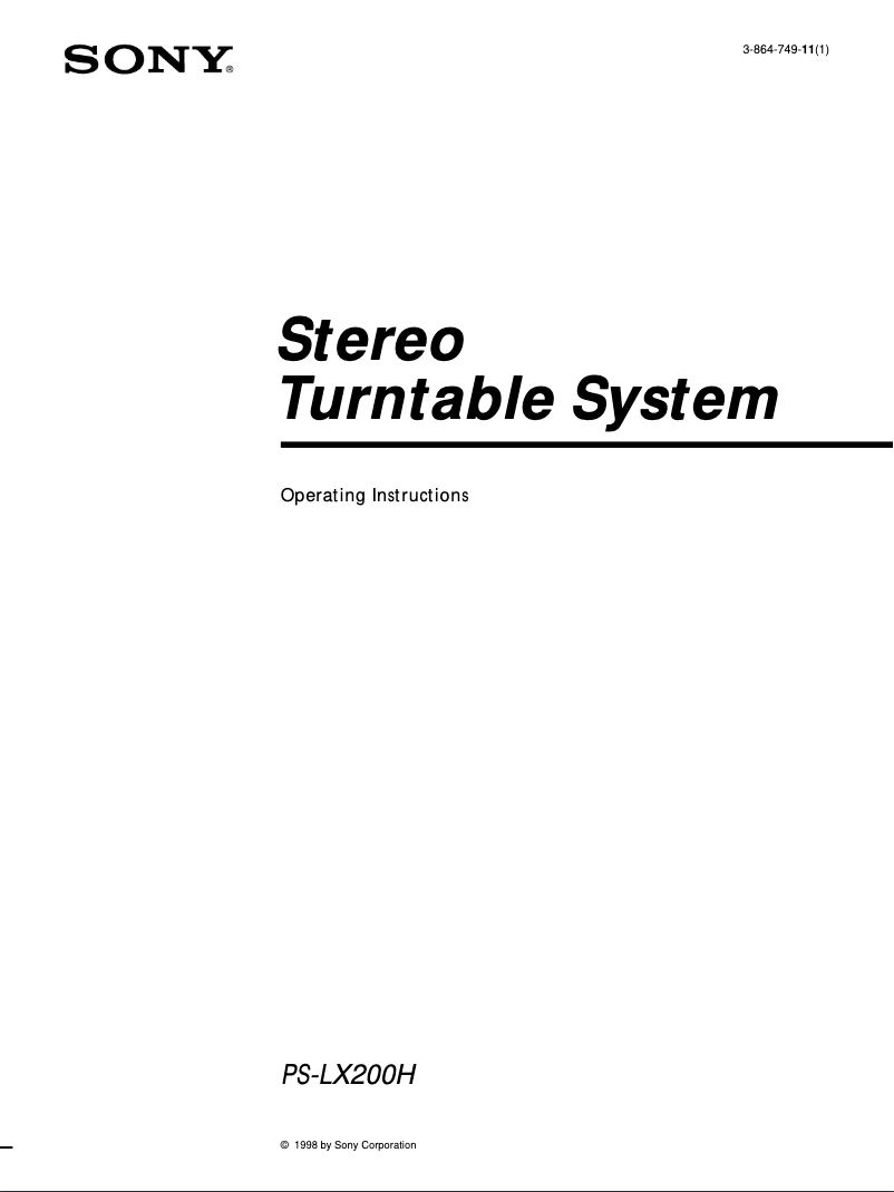 Page n°1 - Manuel utilisateur Sony PS-LX200H