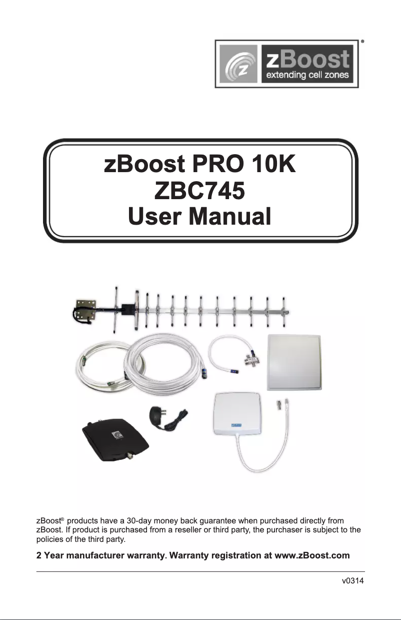 Page 1 de la notice Manuel utilisateur zBoost Pro 10K ZBC745
