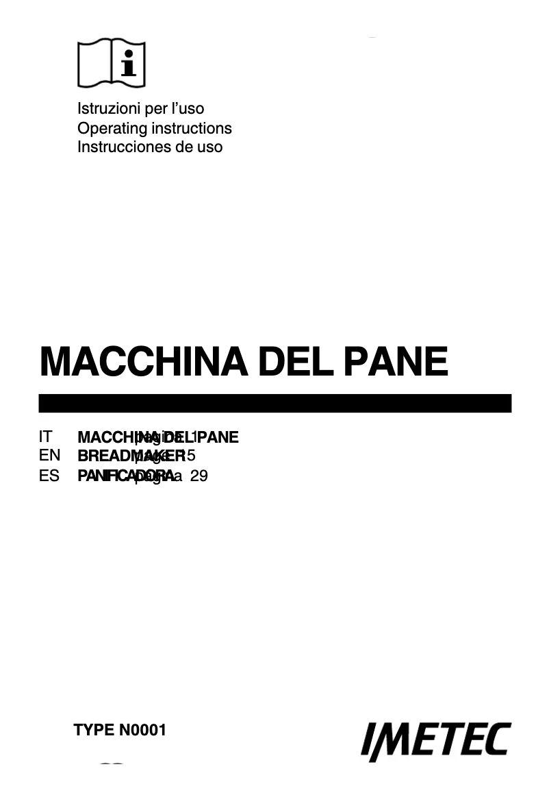 Page 1 de la notice Manuel utilisateur Imetec N0001