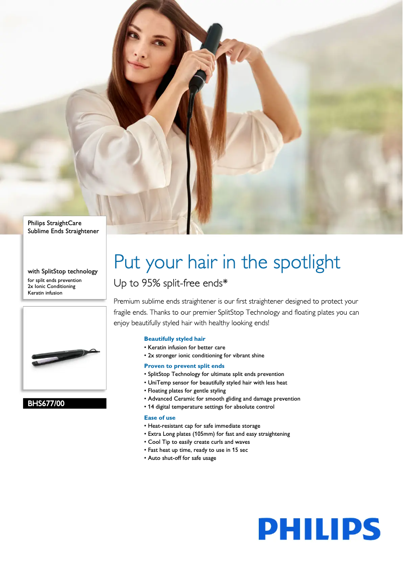 Page n°1 - Fiche technique Philips StraightCare BHS677