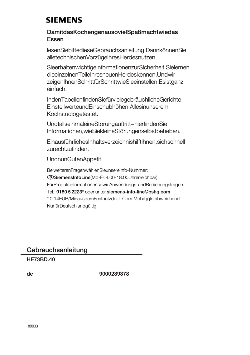 Page 1 de la notice Mode d'emploi Siemens HE33AU540