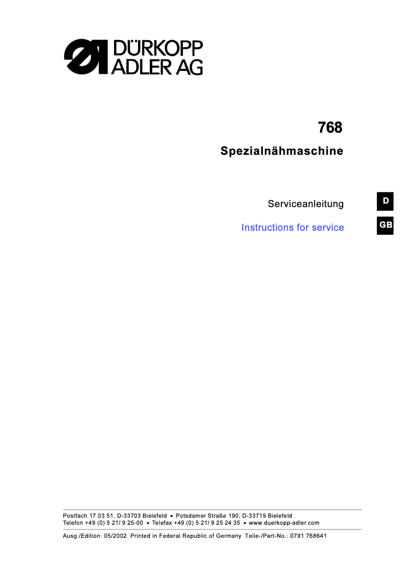 Image de la première page du manuel de l'appareil 768