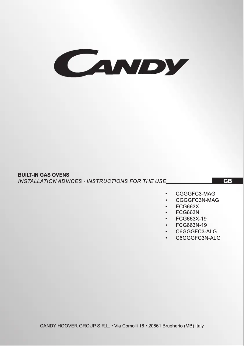 Page n°1 - Manuel utilisateur Candy FCG663N-19