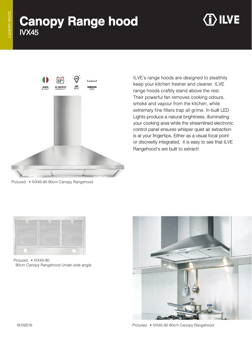 Page 1 de la notice Fiche technique Ilve IVX45/60