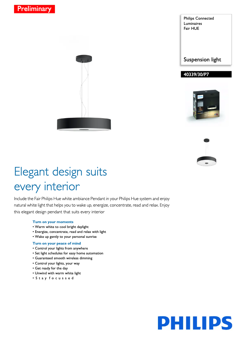 Page 1 de la notice Manuel utilisateur Philips Hue Fair