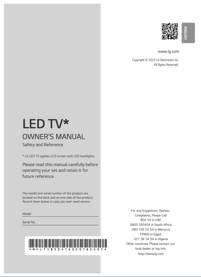 Page 1 de la notice Manuel utilisateur LG 32LQ630B6LB