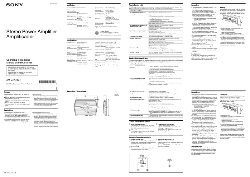 Page 1 de la notice Manuel utilisateur Sony XM-GTX1821