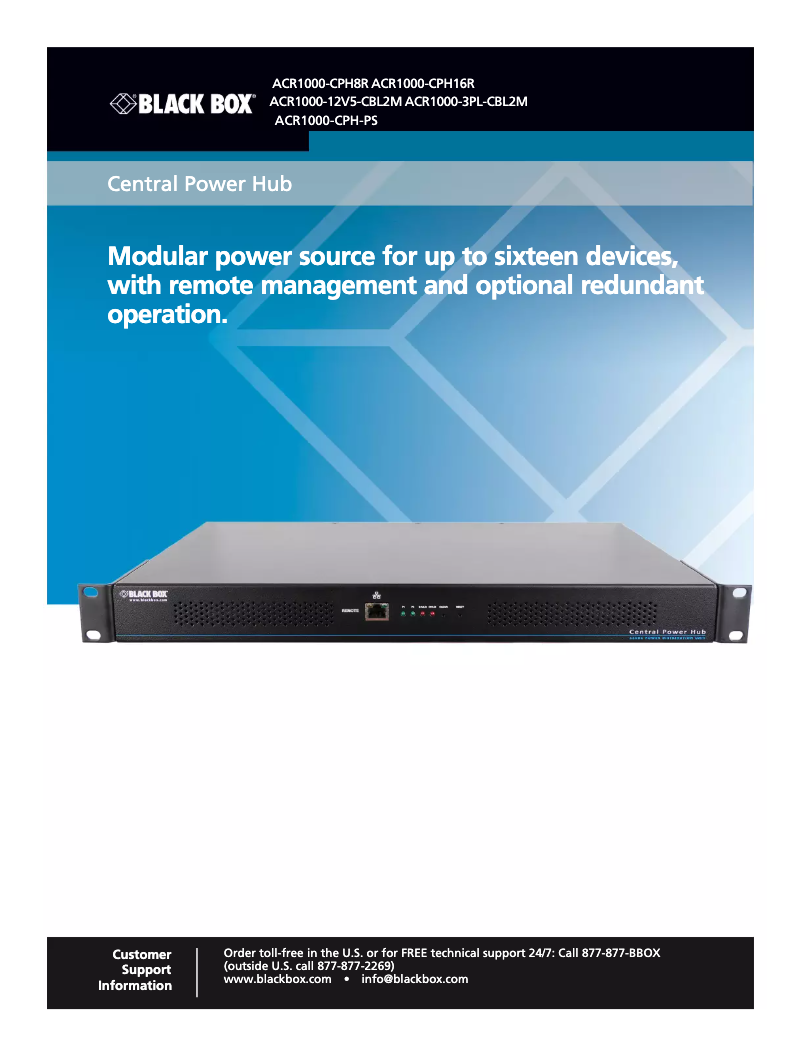 Page n°1 - Manuel utilisateur Black Box Central Power Hub ACR1000-CPH8R