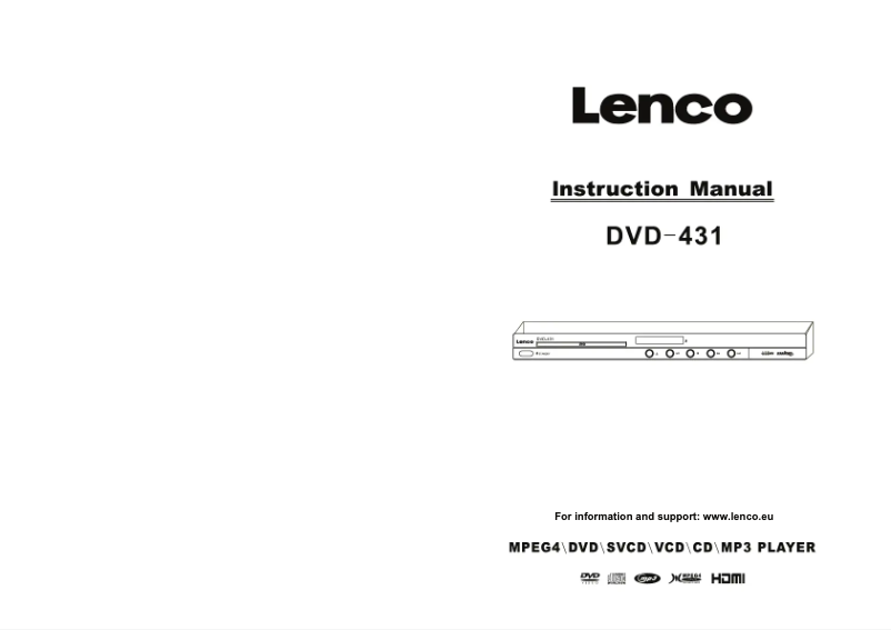 Page 1 of the manual User Manual Lenco DVD-431