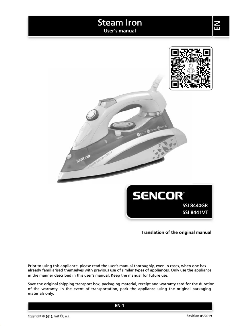 Page n°1 - Manuel utilisateur Sencor SSI 8441 VT