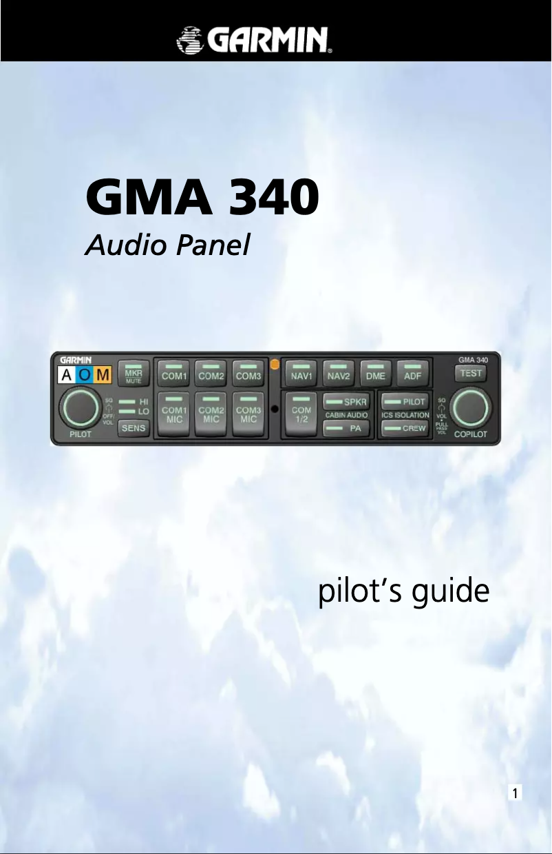 Page n°1 - Manuel utilisateur Garmin GMA 340