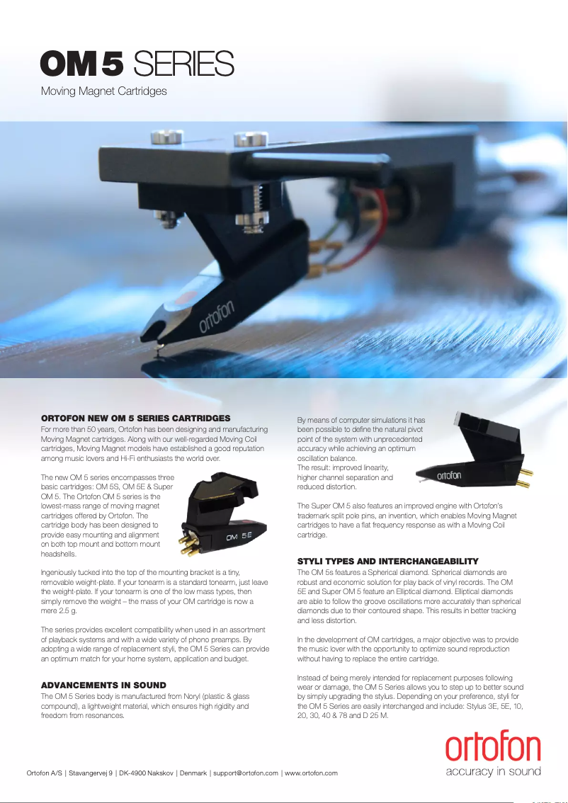 Page n°1 - Fiche technique Ortofon Super OM 5E