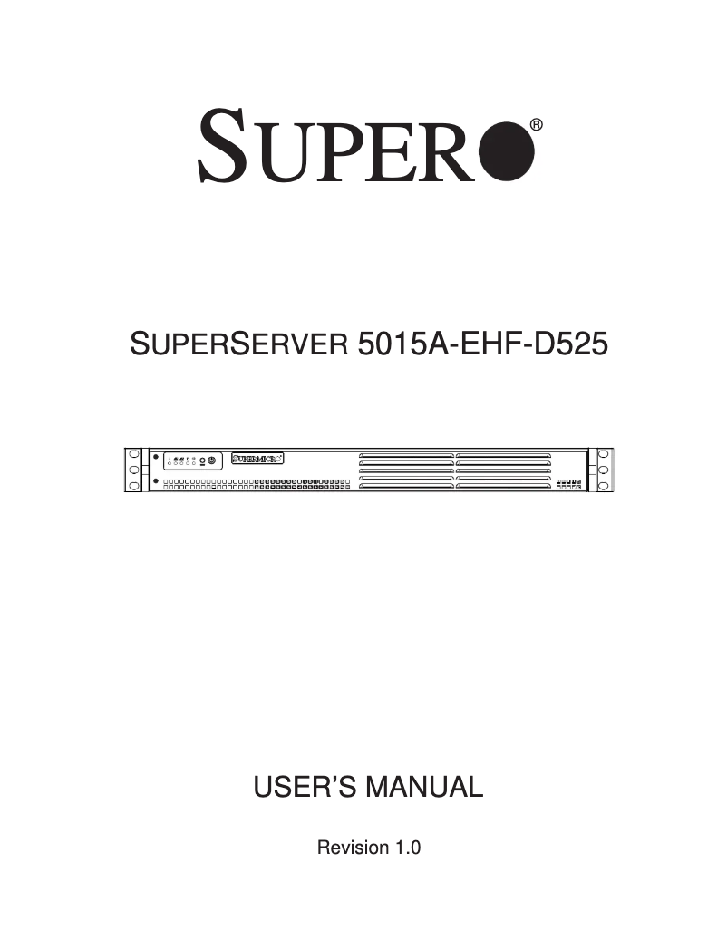 Page n°1 - Manuel utilisateur Supermicro 5015A-EHF-D525